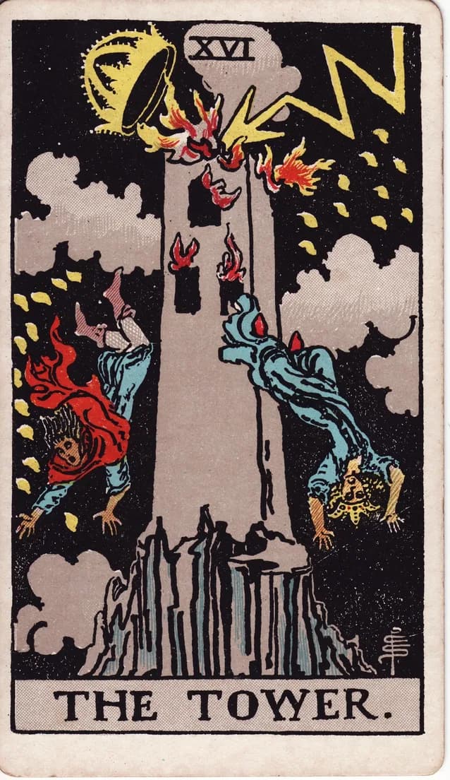 The Tower tarot card by Pamela Colman Smith